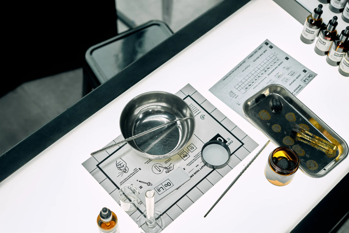 Fragrance blending at the Oo La Lab workbench